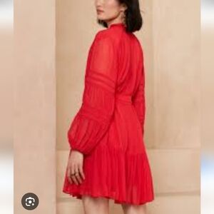 Nwt BANANA REPUBLIC CRI KLE SHIRT DRESS MINI RED classy Formal Wedding Oversized